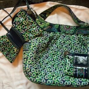 THREE Vera Bradley/Frill: Bag, Clutch, and Wallet in Rhythm and Blues